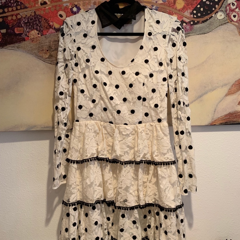 Lace polka dot cocktail dress
